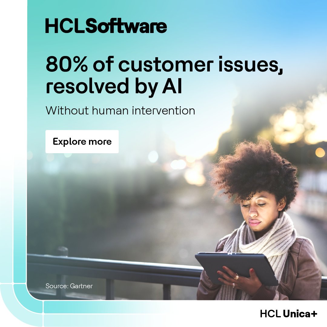 HCLUnica's tweet photo. 80% of customer issues resolved by AI 

No human intervention needed

Faster support
Lower costs
Smarter CX

That’s the future.

🔗 https://t.co/9eplzYGxds

#HCLUnicaPlus #MarTech #IntelligenceEconomy #AIinMarketing #HCLSoftware #MarketingAutomation https://t.co/MJdlmzQMqR