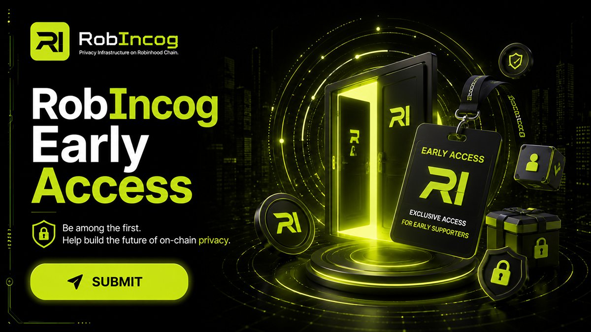 robIncog_'s tweet photo. Hi  @RobinhoodApp @RobinhoodCrypto @RobinhoodApp_EU 👋

The privacy revolution starts with its earliest supporters.

We're opening RobIncog Early Access today.

The first 100 participants who complete the required tasks will receive an allocation of RobIncog tokens.

Join Early Access:

https://t.co/1EnJqEdUhO

Privacy is built before adoption.

Privacy is infrastructure. Not a feature.