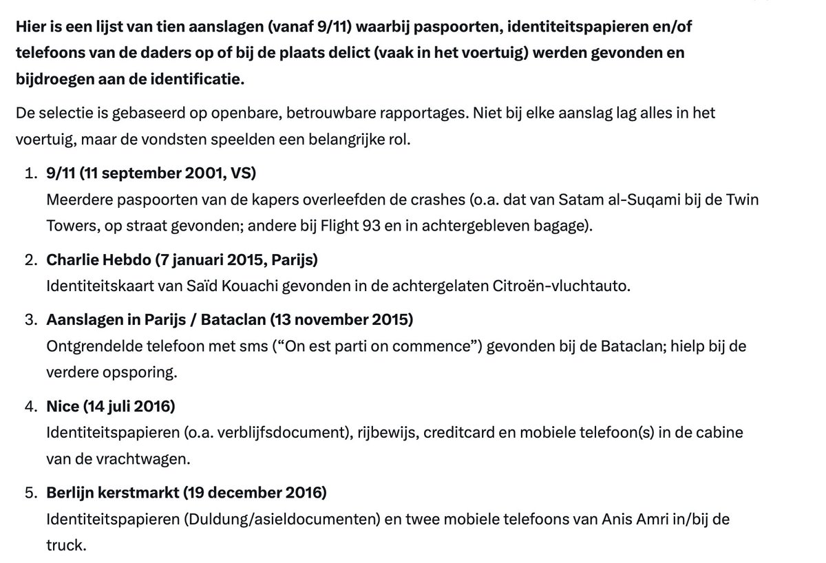 georgevanhouts's tweet photo. Hier zijn tien waarvan negen "moslim" aanslagen met ter plekke gevonden ID's.
Vanaf 9/11.
En bijna alle daders meteen dood.
Altijd handig namelijk. https://t.co/q3a19bjkHM