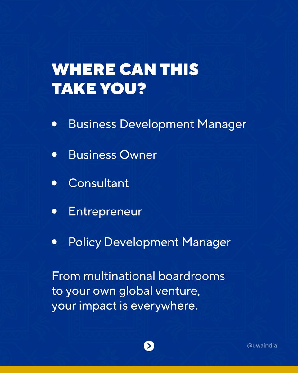 uwaindia's tweet photo. Study Bachelor of Business-Global Business at UWA India.

This 3-year full-time UG programme will equip you with future-ready skills in International Management, Strategic Marketing, Globalization &amp; Entrepreneurship.

Apply for Mumbai campuses before 30 July.

#UWAIndia https://t.co/umKZve6VOA