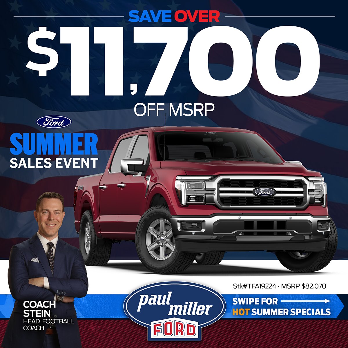 PaulMillerKY's tweet photo. We’re turning up the heat with deals you can’t ignore during Paul Miller Ford’s Summer Sales Event! ☀️

Don’t let these savings drive away without you! 🚘

🚨 Shop Now: https://t.co/pSynDLUADb https://t.co/QhY4uvTvSP