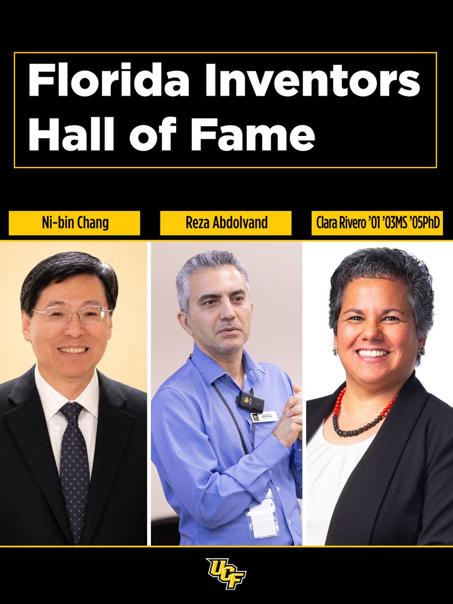 MyKnightPass's tweet photo. Three Knights are making history! π
Congrats to UCF professors Ni-bin Chang & Reza Abdolvand, along with triple Knight alum Clara Rivero, on being inducted into the Florida Inventors Hall of Fame. ππ€
π https://t.co/y2Pq8b9Zd0
π· UCF
#GoKnights #KnightNation #MyKnightPass https://t.co/Sqm6Gdko0R