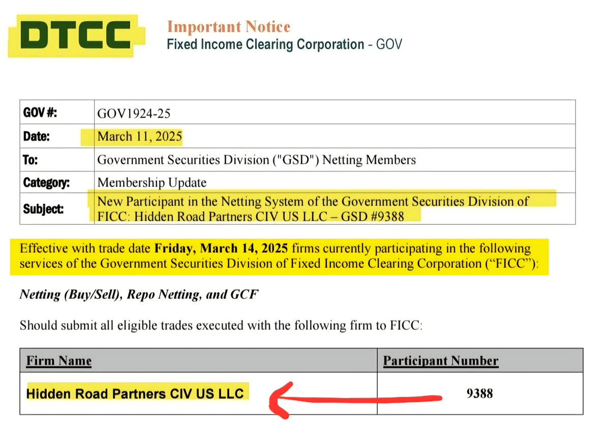 ChartNerdTA's tweet photo. Probably Nothing.. $XRP

Ripple Prime is listed as a FICC GSD netting member under broker code 9388 ✅️

Another sign of institutional infrastructure quietly deepening behind the scenes 🔥 https://t.co/5Y3GAja5Og