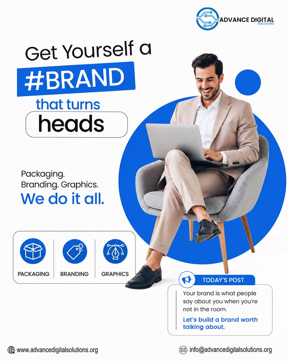 Advance_DS's tweet photo. Get Yourself a #BRAND That Turns Heads!
Packaging. Branding. Graphics. We do it all!
Your brand identity is your business's strongest impression. Stop scrolling and start building a presence that people remember.
#AdvanceDigitalSolutions #Branding #GraphicDesign https://t.co/c7gtWH2eZo
