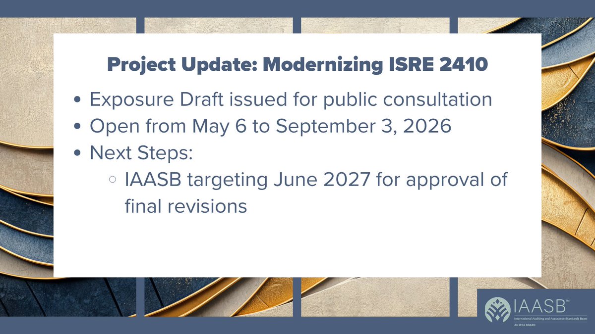 IAASB_News's tweet photo. 🔍 Projects &amp; Progress Updates

📊 Swipe through the graphics below for an at-a-glance view of our projects after the June meeting, and visit our website for more detail:
https://t.co/kGccutYvoQ https://t.co/2oB5teC1xQ