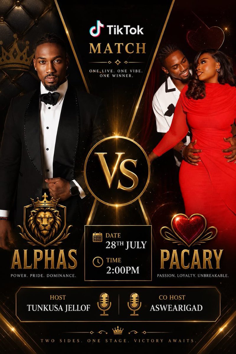 PACARYHQ's tweet photo. π₯ ITβS WAR TIME ON TIKTOK π₯
ALPHAS π¦ vs PACARY β€οΈ
Power meets Passion. Pride meets Loyalty.
π 28TH JULY
β° 2:00PM
Two sides. One stage. ONE WINNER.
#Pacary
#PatrickLigay
#PriscaryPrincilla https://t.co/royRpXBr3I
