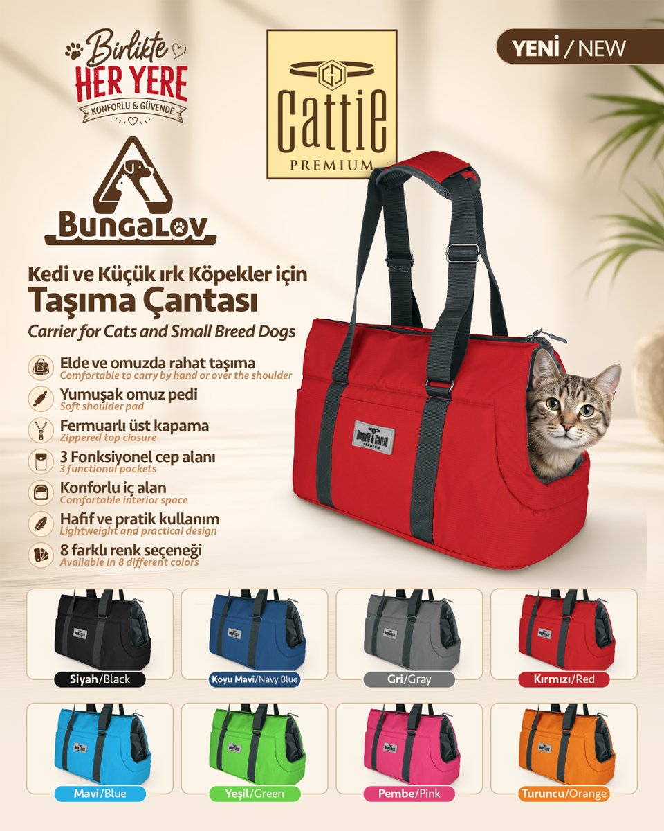 Cattie_tr's tweet photo. 🆕 Birlikte her yere ❤️
Cattie Bungalov ile yolculuklar artık daha konforlu ve pratik.

Together, wherever you go 
Travel is now more comfortable and convenient with Cattie Bungalov.

#Cattie #KeyifçiKediler #BungalovKediÇantası #TaşımaÇantası #PetTravel #CatLovers https://t.co/GZwruonB2A