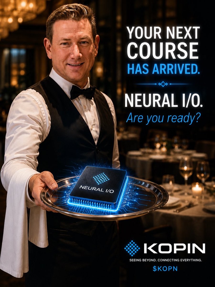 EliasNicholas's tweet photo. Could this be the next main course for next-generation AI connectivity?

Neural I/O.

Are you ready?

$KOPN https://t.co/9Cu7sbvyuc