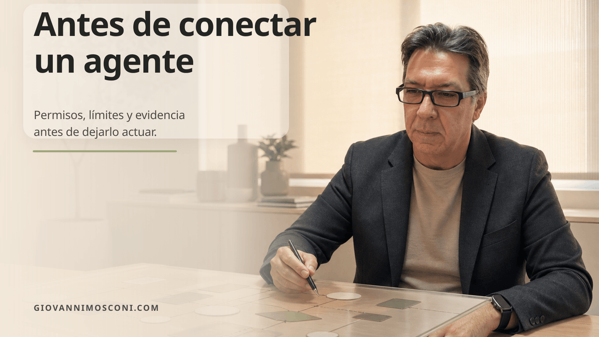 gmosconi's tweet photo. Antes de conectar un agente a herramientas reales, revisaría 5 cosas:

qué puede ver,
qué puede tocar,
cuándo pide confirmación,
cómo deja evidencia,
y qué pasa cuando se equivoca.

Si la IA va a actuar, necesita límites. No solo prompts. https://t.co/LjiJkhSh1X