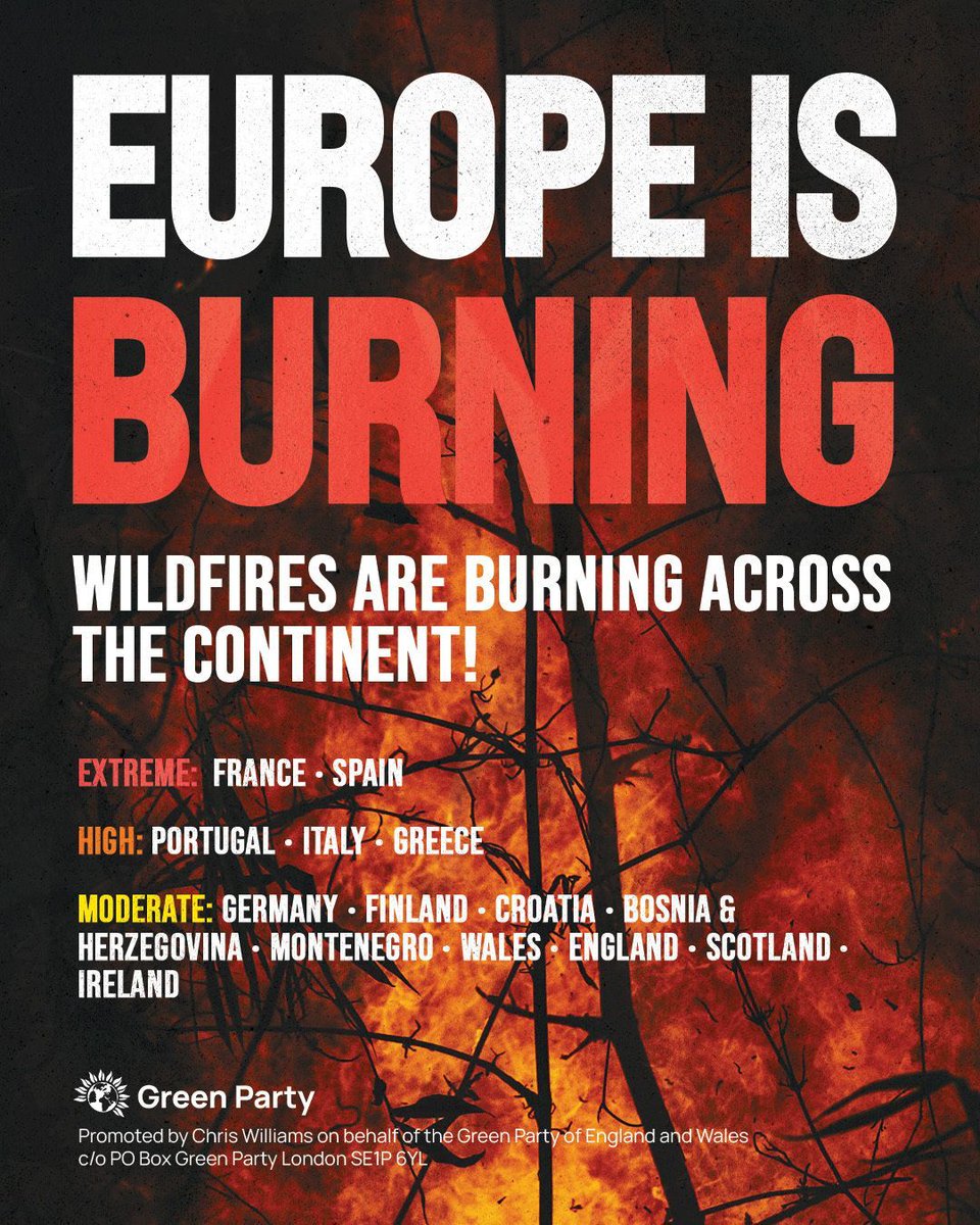 TheGreenParty's tweet photo. Wildfires are tearing across the continent and here in the UK as well.

This is what climate breakdown looks like. It's time our governments stopped fuelling the crisis and started tackling it. https://t.co/xMD6nI9xlr