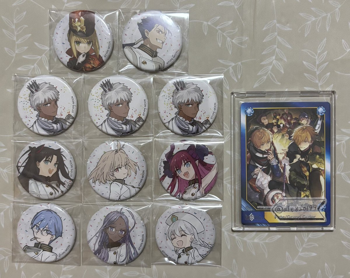 alt820199's tweet photo. 【交換・譲渡】 ワダアルコ展 缶バッジ
譲）画像1枚目
求）定価+送料 or 同異種ロビンフッド（画像2.3枚目優先度高め）
FGOフェス1日目会場外.2日目会場内外手渡し可能。検索からでもお気軽にどうぞ！ https://t.co/DPB5OzXyXV