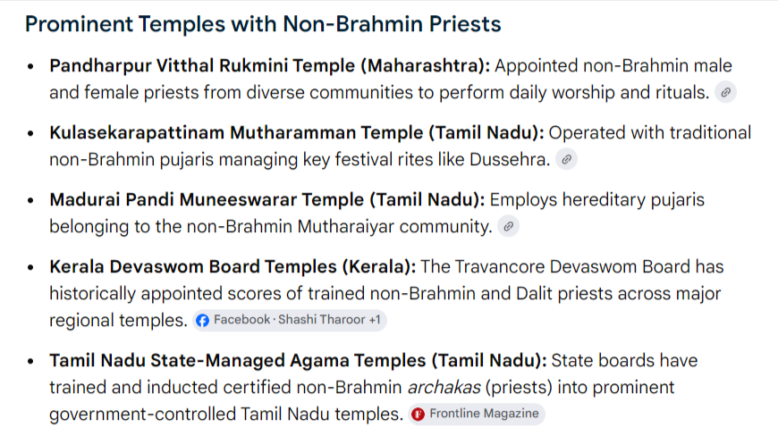 indianart's tweet photo. @redpillrebelxx @HPhobiaWatch You dont know anything about temples and priests in India. Sit down. This is not a final list..... thousands of temples have non-brahmin priests. https://t.co/epOHZI6Rnz