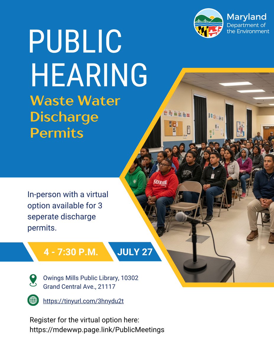 MDEnvironment's tweet photo. Reminder - tomorrow night!

Topics covered:
🔹 4:00 PM – 23-CT (Composting Toilet Wastewater)
🔹 5:15 PM – 25-HT (Hydrostatic Testing &amp; Dewatering)
🔹 6:30 PM – 25-PE (Pesticide Application)

📍 Owings Mills Library or Virtual.
Sign up/Details https://t.co/6b3Tm1KS31 https://t.co/tKCwmWjauO