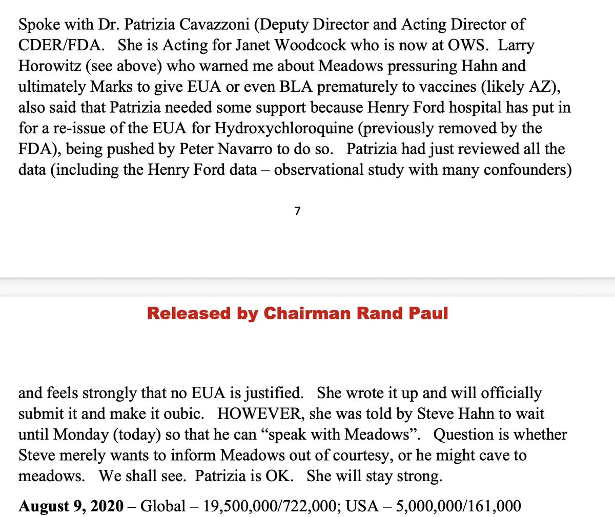MaryBowdenMD's tweet photo. Patrizia Cavazzoni, as Acting Director of FDA’s CDER, rejected a request from Henry Ford Hospital to reinstate an EUA  for hydroxychloroquine.

Cavazzoni now works as Chief Medical Officer and Executive Vice President at Pfizer. https://t.co/DLUCKWsZKV