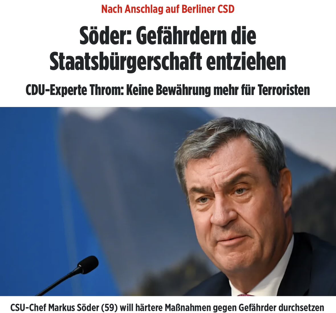 queru_lant's tweet photo. Wisst ihr was? Es wird rein gar nichts passieren. Keinem einzigen Islamisten wird die Staatsbürgerschaft entzogen und es wird auch niemand abgeschoben. Söder hat einfach wieder nur eine grosse Fresse. https://t.co/J8X8WmvBzA