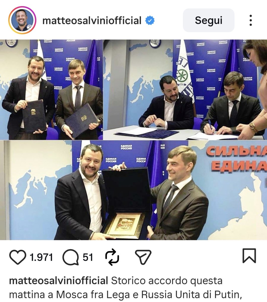 AlekosPrete's tweet photo. Non seguo il calcio, ma è surreale che chi fa una collaborazione con un sito di scommesse russo non possa fare il CT della Nazionale, mentre chi ha firmato un memorandum d'intesa con il partito di Putin possa fare tranquillamente il Vicepremier. https://t.co/BsKHaGx1XJ