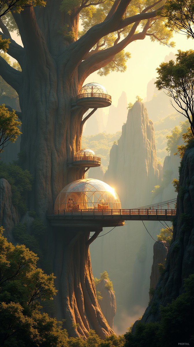 DroidCanvas's tweet photo. The architects asked: what if we built around the trees instead of cutting them down? The trees are 2,000 years old. The bridges are 20. The agreement is: they both stay.

Is this what utopia looks like to you? Or is your version different?

Describe yours i

#NatureArt https://t.co/keYzorjAvG