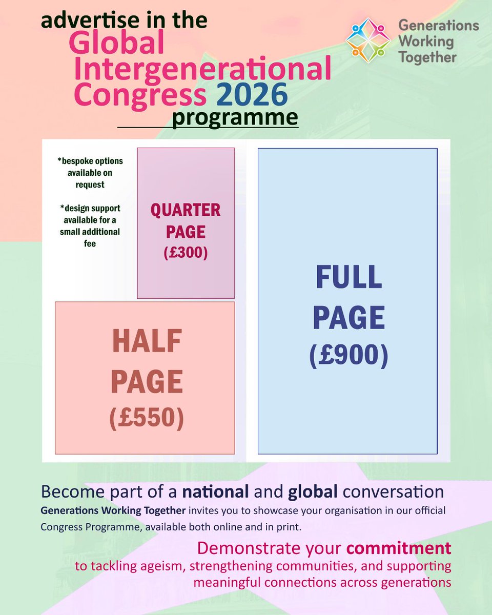 GenerationsWT's tweet photo. Advertise in the official #GICScot26 Programme and put your organisation in front of a global audience of delegates, practitioners, researchers and community leaders.
📢 Advertising opportunities now available.
Find out more 👇
🔗 https://t.co/pAyvJJE9Qp

#Advertising #Events https://t.co/IyOstTUhYz