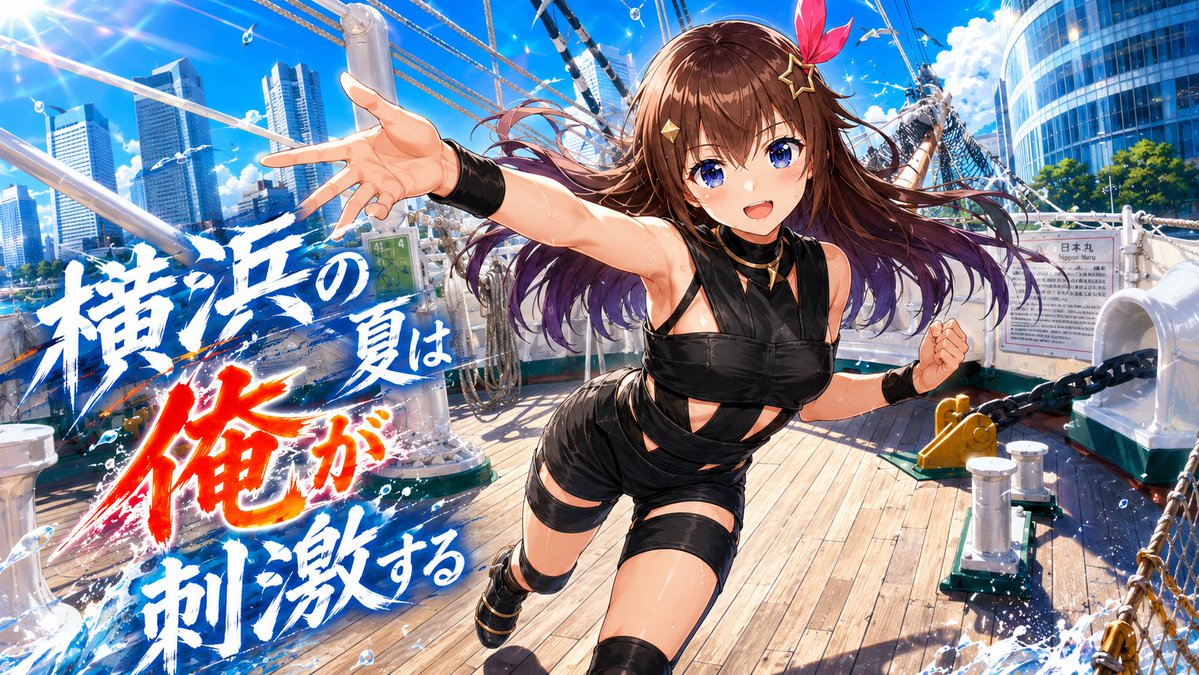 professormoriya's tweet photo. 次は横浜代表のときのそら。世界の夏の妖精と交流してきた日本丸で、夏の妖精を刺激しています。 
#そらArt
＃AIart https://t.co/9OD5SQcfjs