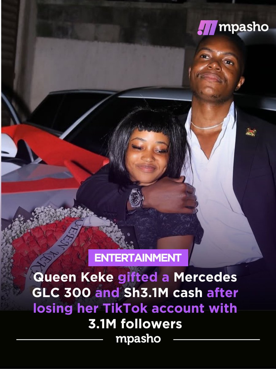 MpashoNews's tweet photo. Queen Keke gifted a Mercedes GLC 300 and Sh3.1M cash after losing her TikTok account with 3.1M followers. https://t.co/e5kjbXLceX