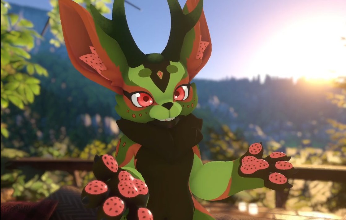 AlesenVR's tweet photo. What do you think of watermelon bunnies~? >w< 💚🍉 https://t.co/hdt9gI2uQE