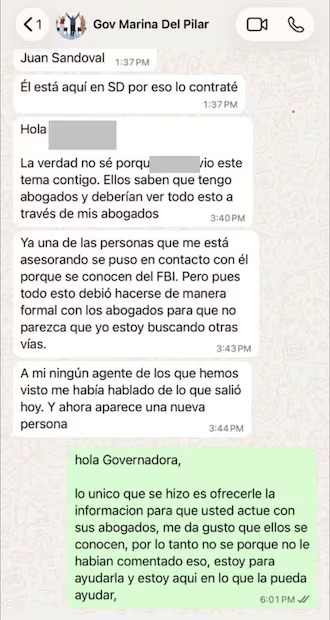 azucenau's tweet photo. 🚨Marina del Pilar habría sostenido gestiones con presuntos intermediarios vinculados a agencias estadounidenses para intentar evitar posibles cargos en su contra, según una revelación del periodista Héctor de Mauleón (@hdemauleon).

De acuerdo con la publicación en @El_Universal_Mx, la gobernadora de Baja California habría contratado al exagente del FBI Juan Sandoval como consultor y, posteriormente, se realizaron reuniones con agentes de EU para abordar el caso.

También se difundieron capturas de pantalla de conversaciones en las que, presuntamente, se habla de esa estrategia.

#AzucenaxFórmula