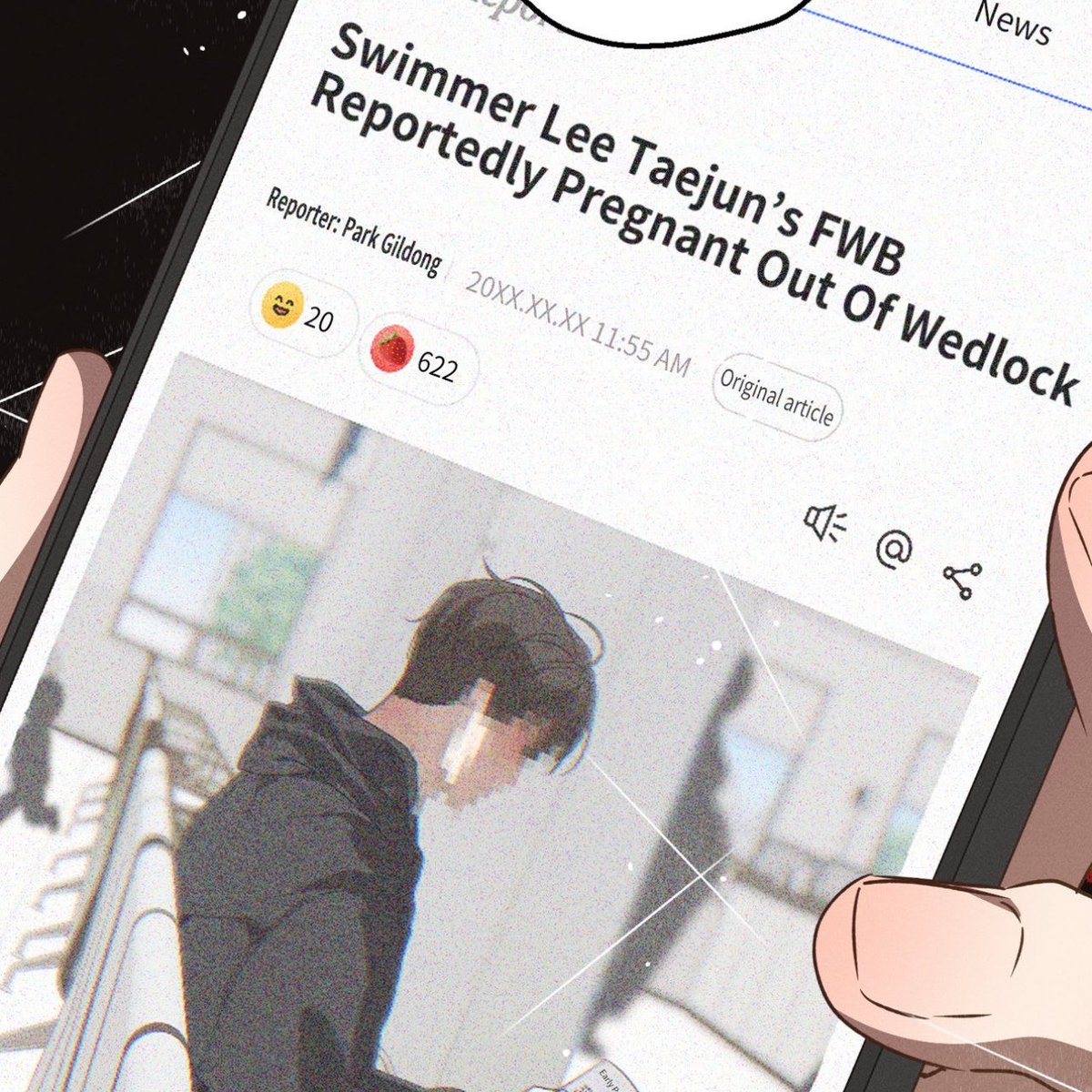 meltingjinx's tweet photo. OH MY GODDDDD i thought they were just going to use it to blackmail taejun/geonwu but they had it leaked to the press??? 

poor geonwu there goes his plan to run away and get an abortion 😭😭😭 

#highschoolsaltyheart https://t.co/h54BFzGslm