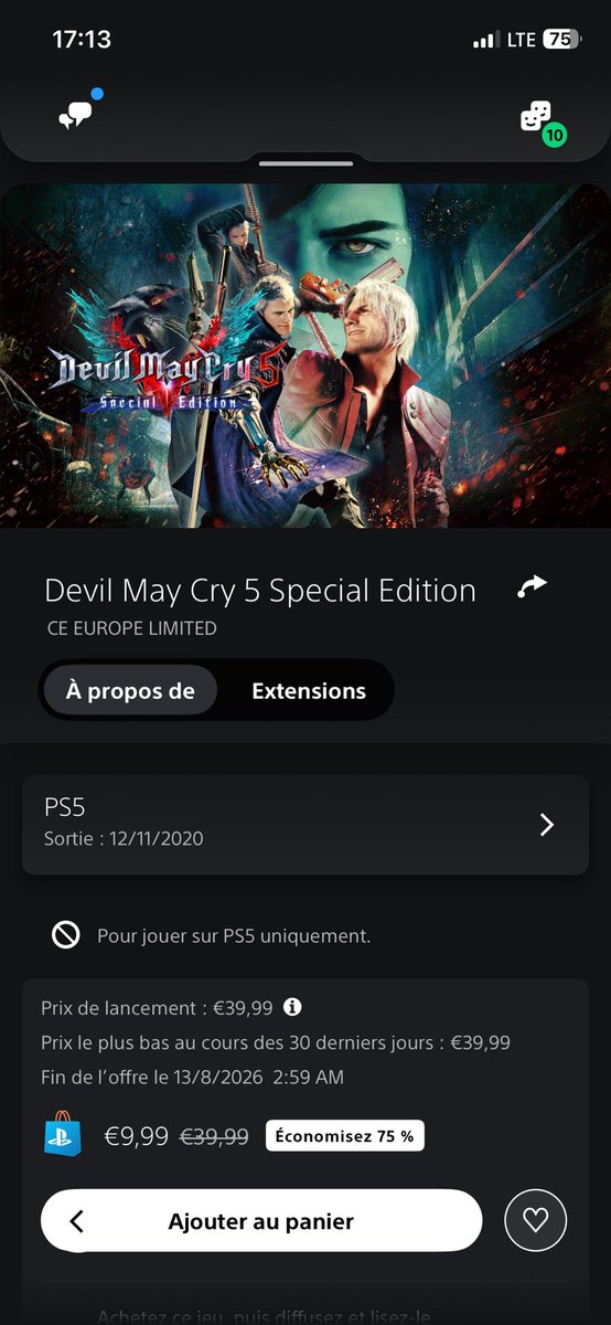 x3maron's tweet photo. @conkerax @PlayStationFR Peut être que j’ai trouvé l’exception qui confirme la règle.  Mais je suis pas sûr qu’on peut trouver un dmc5 en occase à moins de 10€  en physique…  à la Réunion en tout cas https://t.co/Lin6zfRz7C
