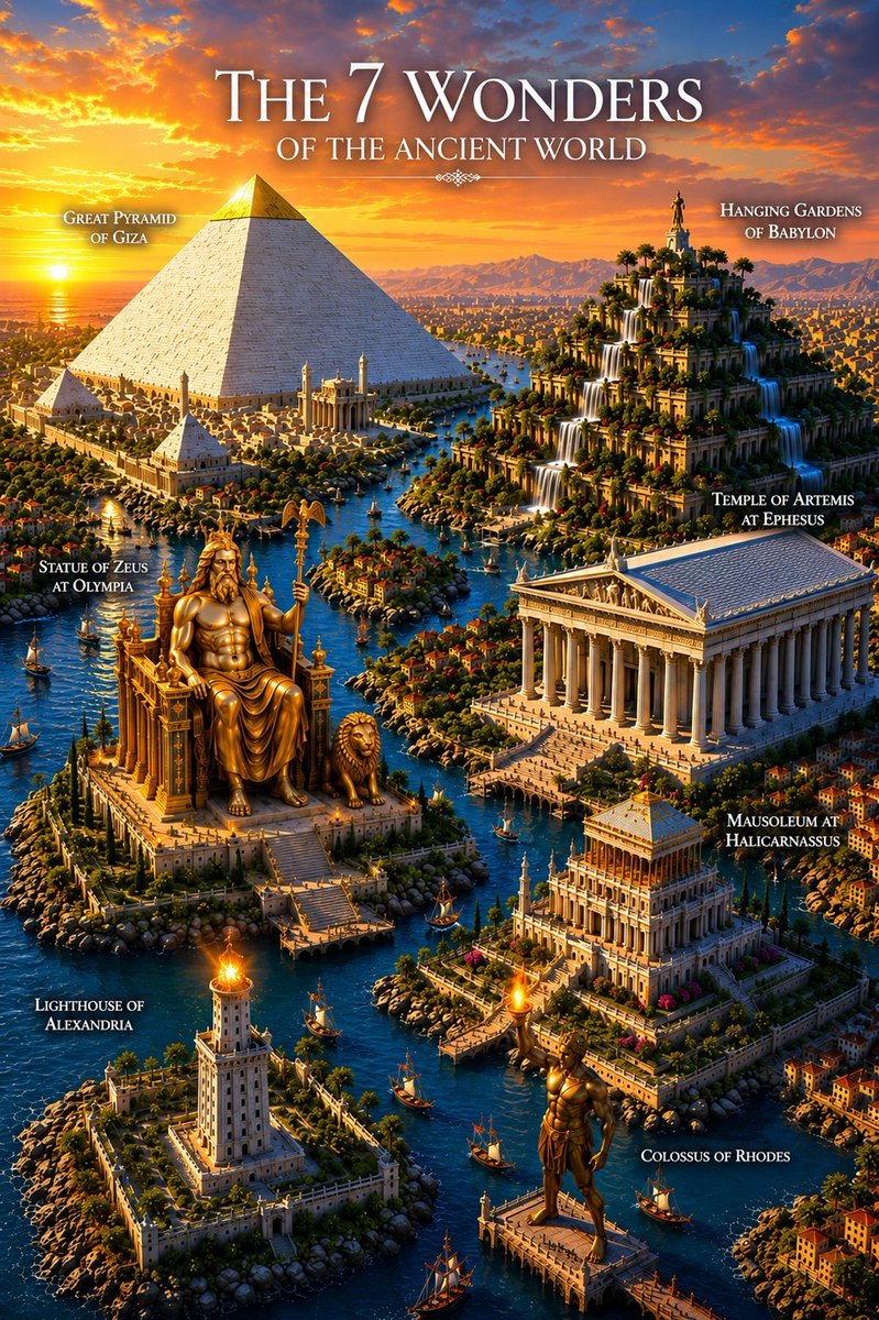 RealHellenist's tweet photo. The 7 Wonders of the Ancient World https://t.co/wUb3w4smjk