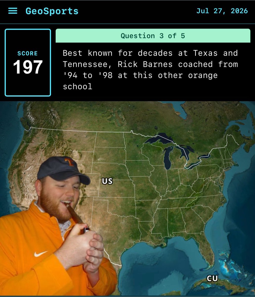 frankmikesmith's tweet photo. All questions written by friend of the program @ConnerHKnapp today

GeoSports · July 27th
🟢🟢🟡🟢🟡
897 / 1,000
https://t.co/hmN2fEjjAI https://t.co/1dTwJAOrOO