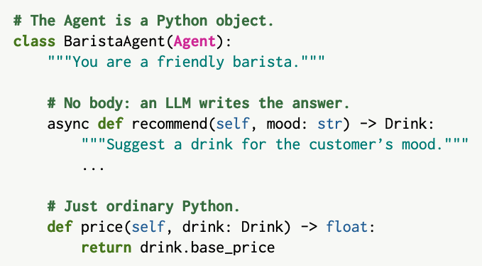 devoto_alessio's tweet photo. Introducing NVIDIA Object Oriented Agents (NOOA), probably the most Pythonic way to build AI agents 🐍

In NOOA, an agent is just a Python class.

If you know Python, you already know NOOA. And yes, building agents can be this simple ↓ https://t.co/3hoeulxAAc
