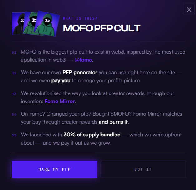 Mofo__X's tweet photo. Are you paying attention...

The biggest platform's, all have there own PFP movement.

The first was Pumpfun Pepe, now there will be $mofo. https://t.co/EL2mJSdusD