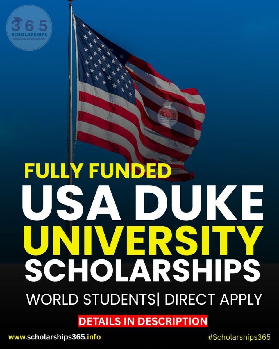 scholarship_365's tweet photo. #USA Fully Funded Scholarships 2026 at #Duke_University for International Students!
No Agent - Direct Apply
👉Link: https://t.co/s4ZMGc2r6l
Benefits: Fully Funded Cover all Expenses
1) Board
2) Tuition
3) Room
4) Stipend
5) Internship
Degree: Multiple Degree Programs
Multiple Deadlines!
#fully_funded_scholarship #usa_scholarship #studyineurope #Scholarships365
Credit: Duke University