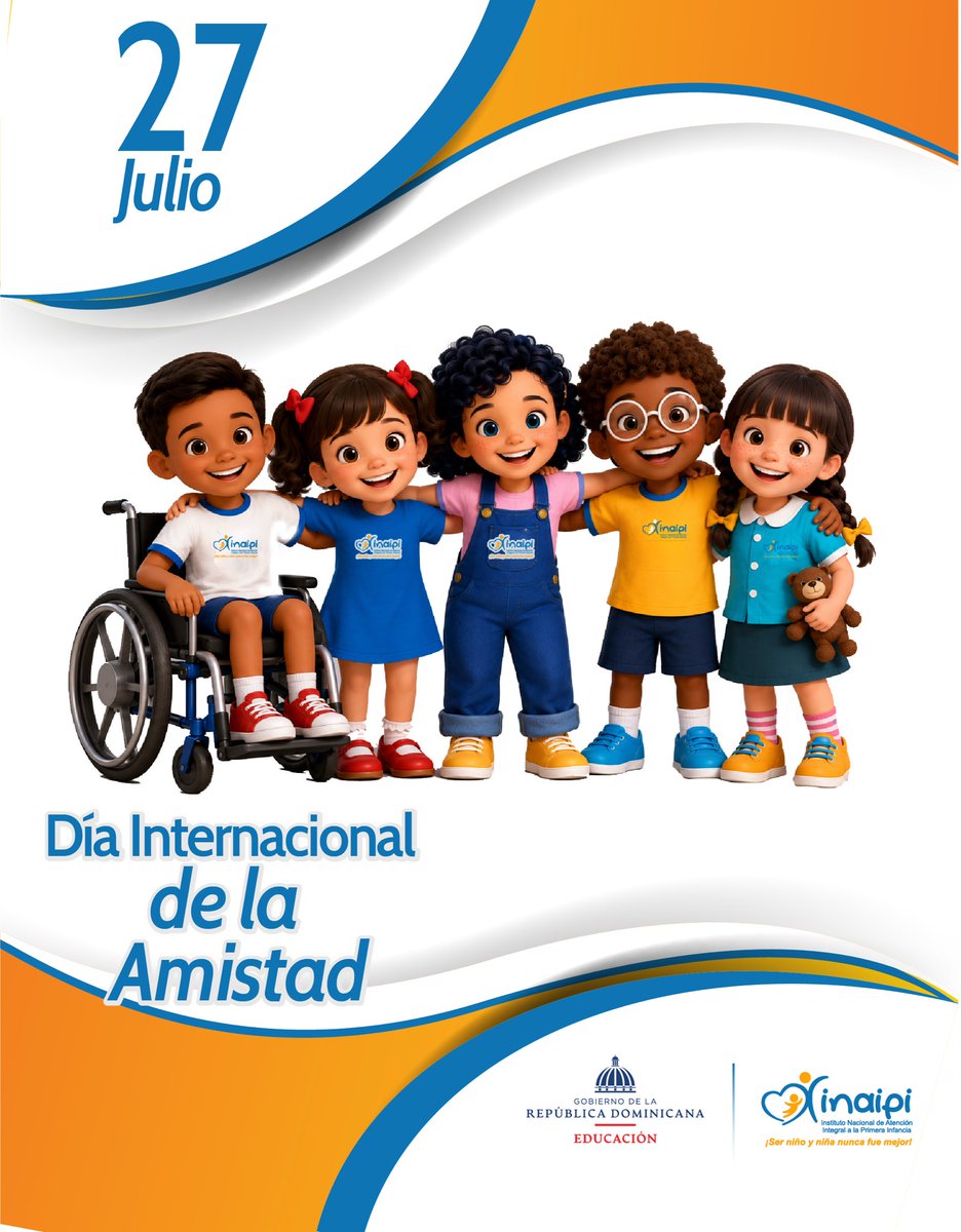 INAIPIRD's tweet photo. La amistad nos une, nos fortalece y nos enseña el valor de la inclusión desde la primera infancia. 

En este Día Internacional de la Amistad, celebramos los lazos que construyen un futuro con respeto, empatía y oportunidades para todos.
#INAIPIRD #PrimeraInfanciaRD https://t.co/XMoKFAcozF