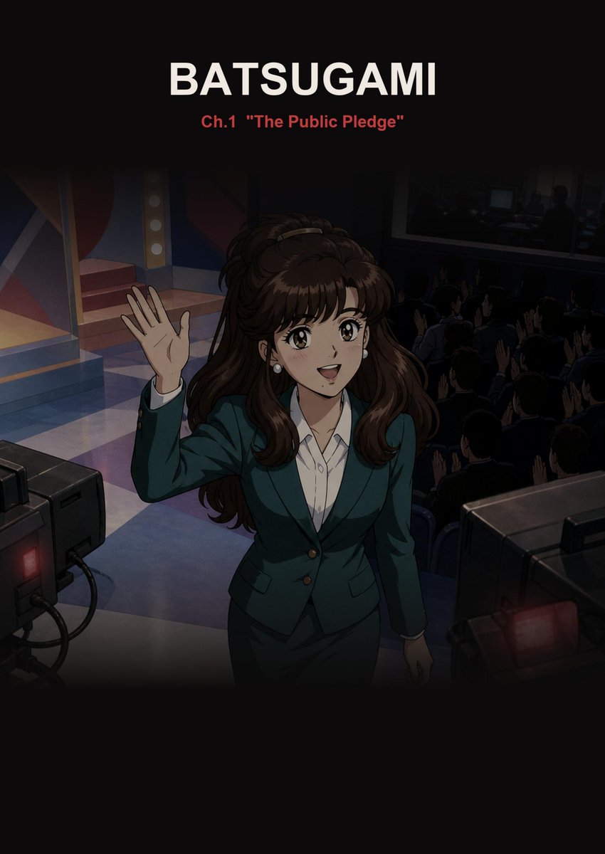 ShornStudio's tweet photo. "If we lose, I'll cut my hair." Once she said it on live TV, the pledge was no longer hers.

BATSUGAMI — The Pledge, Ch.1. Full color, 31 pages.
A late-night TV forfeit: a bob, then a bare strip clippered to the crown.
Fiction, all adults. Non-sexual.

#headshave #bobcut https://t.co/ry6FmZmJNm