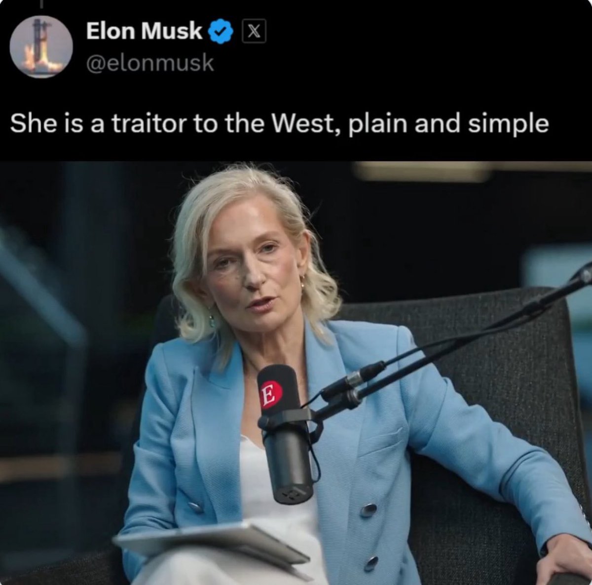 AydinNose's tweet photo. Elon Musk crashing out as this woman ran circles around him. Money doesn’t equate intelligence she proved that with him 🤣 https://t.co/vzVT5WrjRo