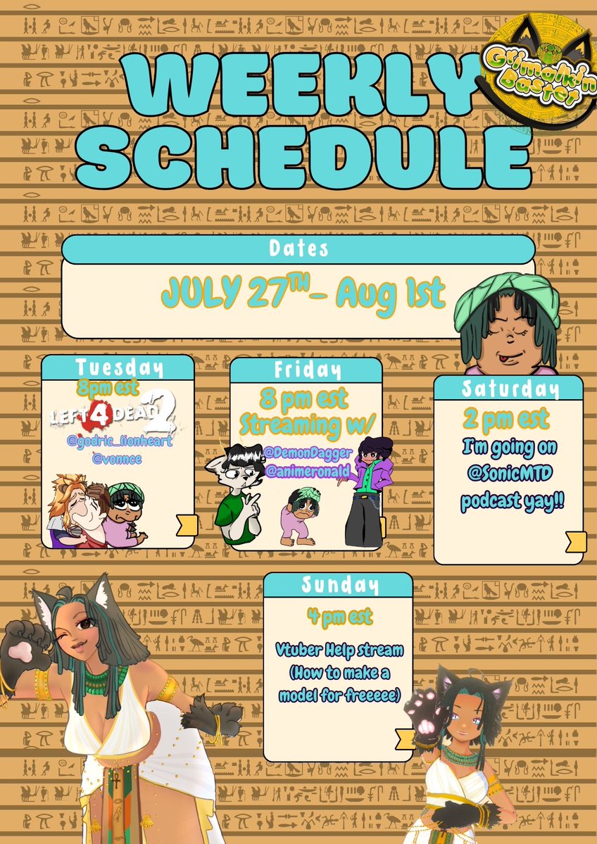 Rana22644036957's tweet photo. Here's this week's stream schedule!! Collab FT: @VonnceVT @LionheartGodric @ZTrevle @AnimeRonald @/SonicMTD https://t.co/ko5yS1I9qr