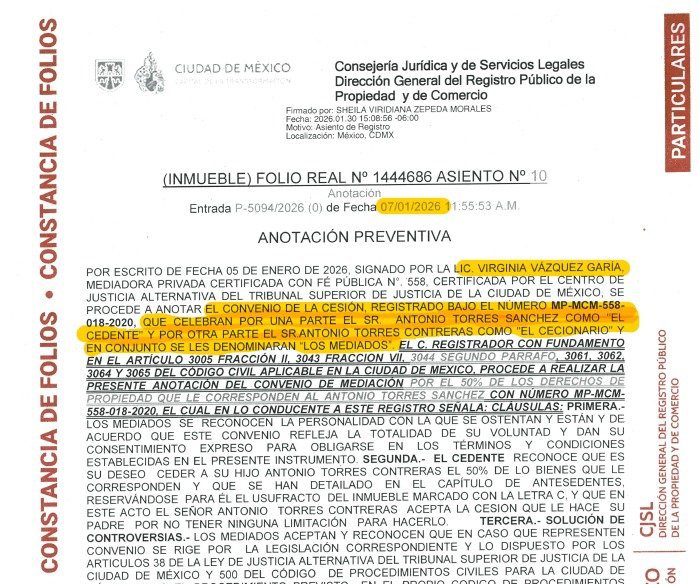 VillaDeCortesBJ's tweet photo. ¡Qué extraño es este caso!
El propietario de #MatíasRomero57 fallece en 2021, pero resucita en 2026 para ceder los derechos a su hijo, ante la "honesta" mediadora Virginia Vázquez del @PJCDMX.
Todo muy legal y por eso "recuperan" el inmueble con exceso de violencia el 28 de abril https://t.co/0GKjoQ0KPs