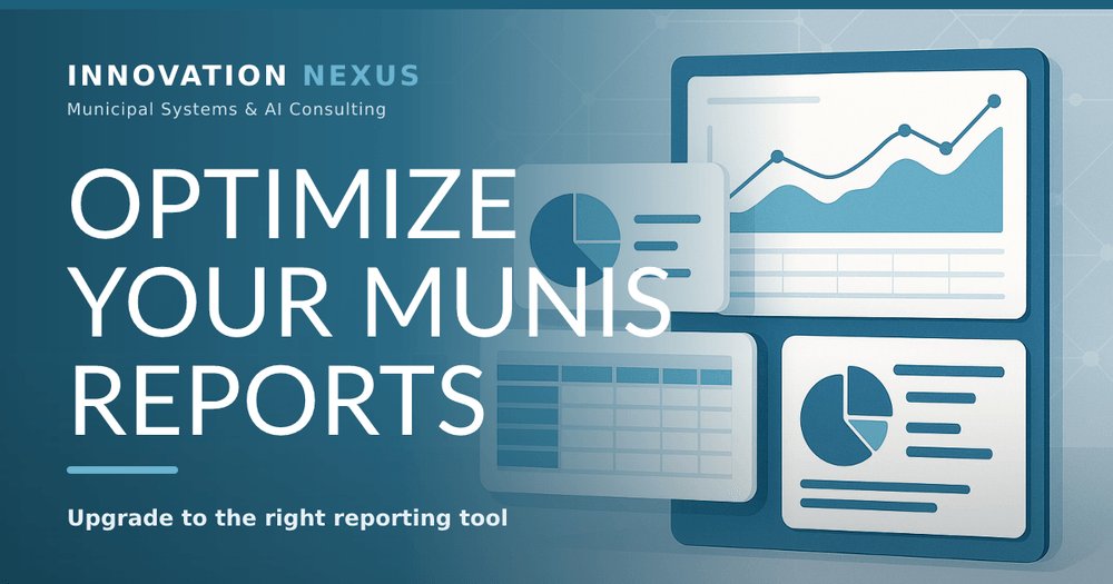 InnNex's tweet photo. 🔍 Are you navigating the complexities of Tyler Munis reporting? Discover when to use canned reports, SSRS, or Power BI. Streamline your municipal operations with informed choices. #CityTech #FinanceIT https://t.co/RZ9WCZG0I0