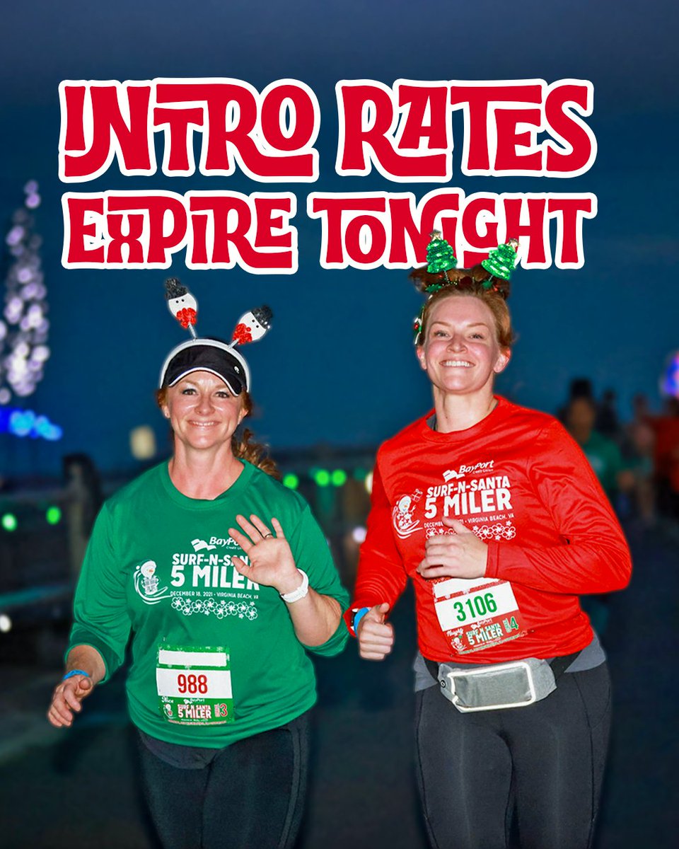 JandARacing's tweet photo. The jolliest prices of the year won’t wait! 

Register for the 2026 BayPort Surf N Santa 5 Miler presented by Sentara by 11:59 PM TONIGHT to secure your spot AND save up to 25%!

Intro pricing ends TONIGHT at 11:59 PM! Register: https://t.co/h3GvK1nbRf https://t.co/SMaSnabwY9