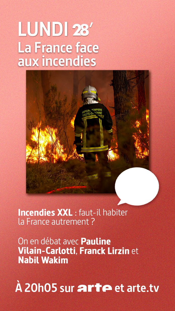 28minutes's tweet photo. 🚒 Incendies XXL : faut-il habiter la France autrement ?

👉 Pauline Vilain-Carlotti, géographe spé. de la gestion sociale de l’environnement
👉 Nabil Wakim, journaliste
👉 Franck Lirzin, ingénieur dirigeant de patrimoine immobilier

🔗 https://t.co/QvZJTKa09i https://t.co/p7gQNo2PTA