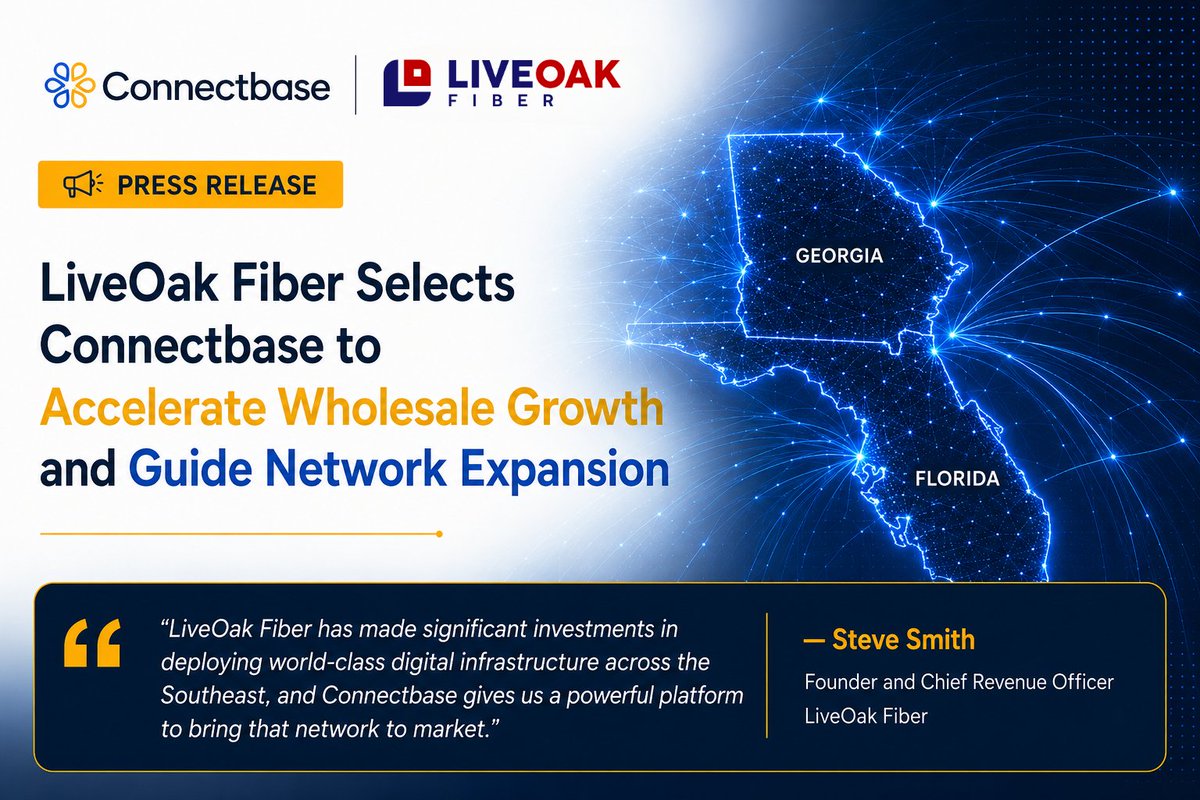 connected2fiber's tweet photo. We're excited to welcome @LiveOakFiber to the Connectbase Connected World Platform! By leveraging Seller Cloud and Network Intelligence, LiveOak Fiber will accelerate wholesale growth and make smarter network expansion decisions.

Read more: https://t.co/kDDWWInt7D https://t.co/8GPSMoHhTu
