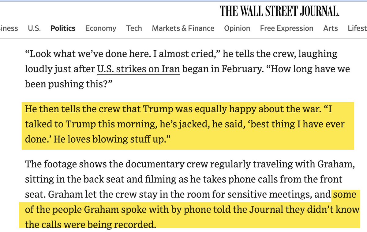ggreenwald's tweet photo. The clips of Lindsey Graham show what a dark, deranged psychopath and insatiable warmonger he was: cackling over massive death and destruction. He devoted his life to craving wars.

Graham claimed Trump is similar: gets "jacked" from war because he "loves blowing stuff up." https://t.co/LjiGPme1sY
