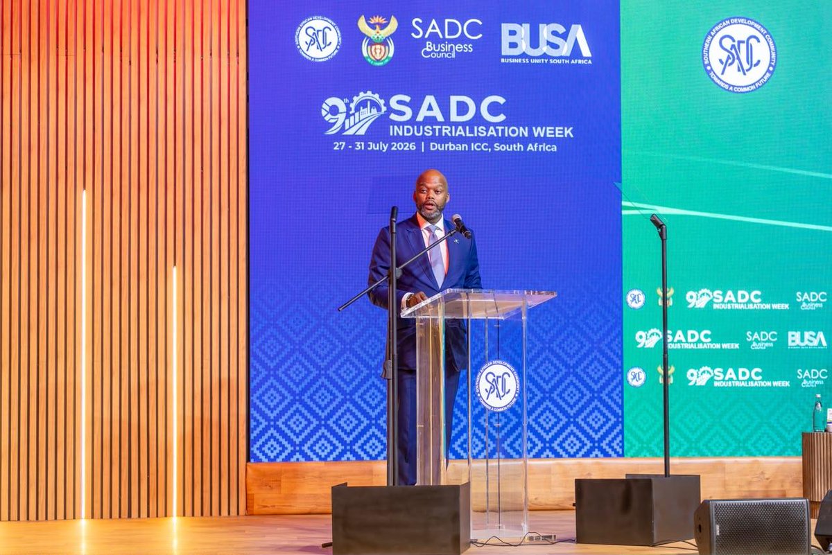 AfCFTA's tweet photo. Industrialisation is how Africa unlocks the full potential of the #AfCFTA.

Speaking at the 9th #SADCIndustrialisationWeek in Durban, H.E. @MeneWamkele  emphasised that market access alone is not enough. 

Africa's competitiveness will be driven by investment, productive capacity, infrastructure and regional value chains that turn the One African Market into quality jobs, value addition and long-term growth.

#AfCFTA #CreatingOneAfricanMarket #SADCIndustrialisationWeek