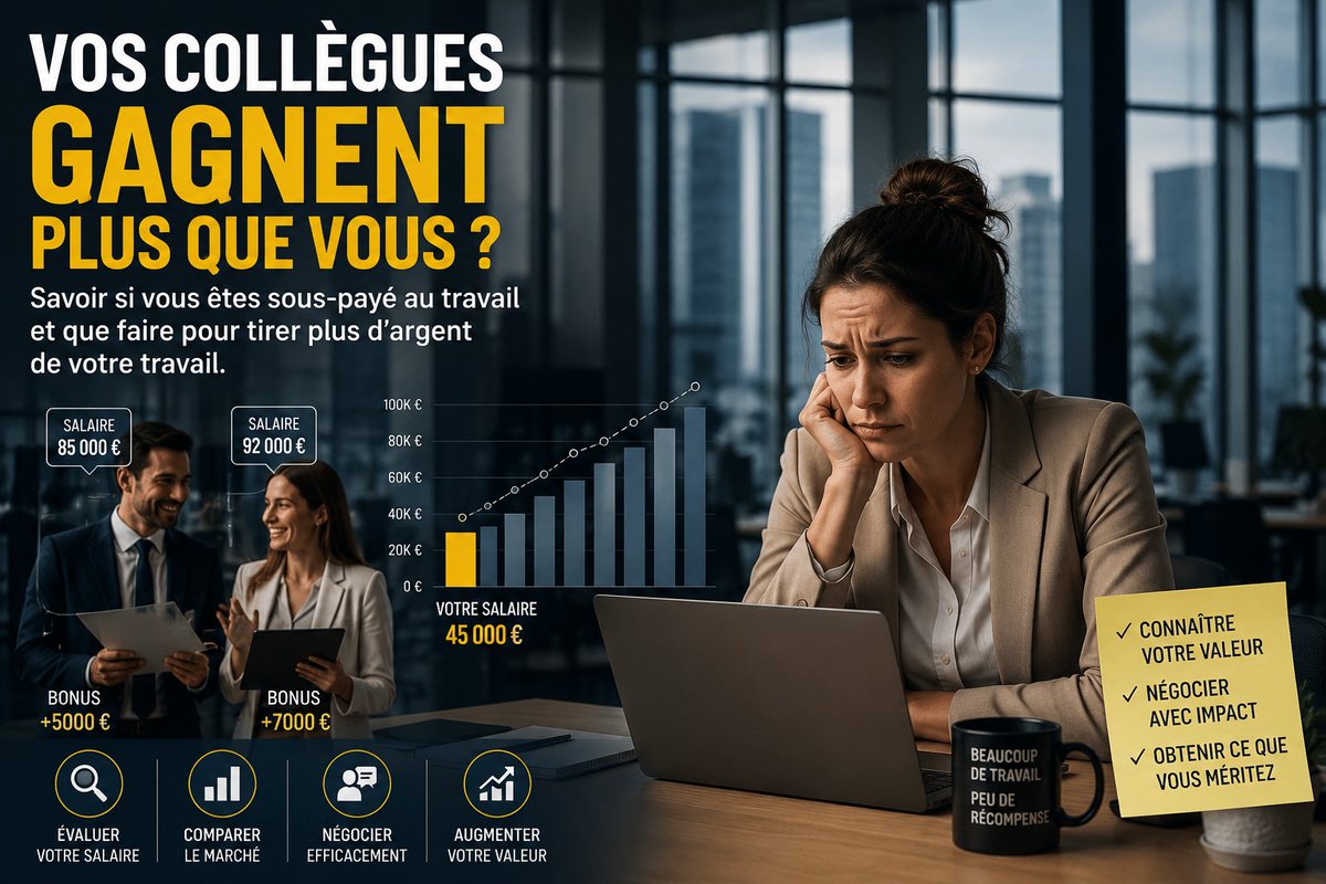 photolator's tweet photo. https://t.co/GzikfwNtCo
Vos collègues gagnent plus que vous ?
Savoir si vous êtes sous-payé au travail 
et que faire pour tirer plus d'argent de votre travail

#Travail #Collegue #Entreprise #Business #Argent #Euro #Money #Workplace #Amazon https://t.co/ONiZxFhsBN