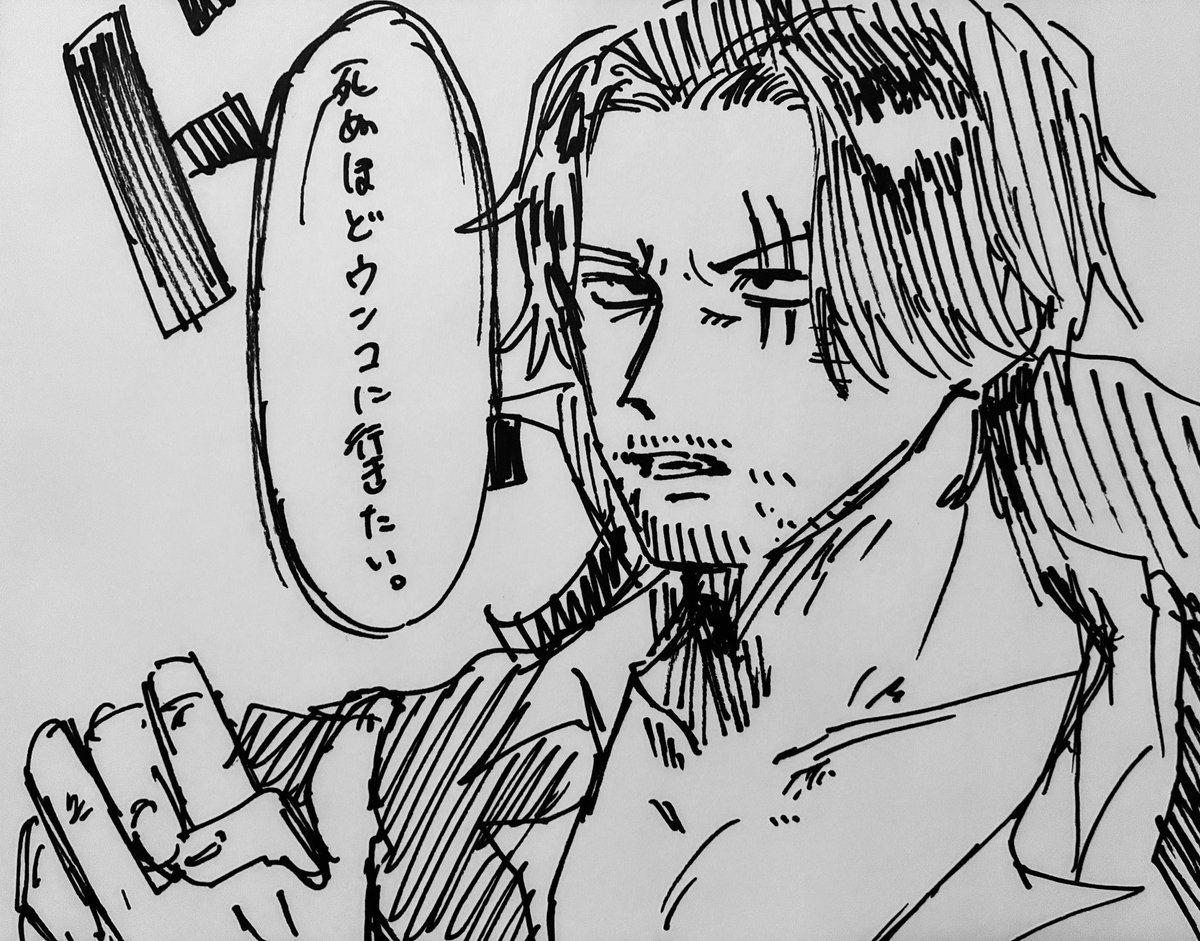 Reidha4x's tweet photo. 死ぬほどウン○したいシャンクス描こうとしたのにミスって腕復���しちゃった https://t.co/juG1HMXLdu
