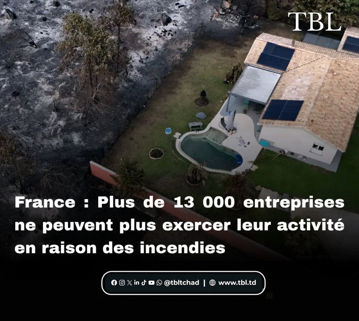 tbl_tchad's tweet photo. 𝗙𝗥𝗔𝗡𝗖𝗘 🇫🇷 | Plus de 13 000 entreprises ont été évacuées dans la région française de Gironde et ne peuvent plus exercer normalement leur activité en raison des incendies. Les autorités ont annoncé lundi que les entreprises directement touchées par les flammes. https://t.co/UtgAOwkE4n