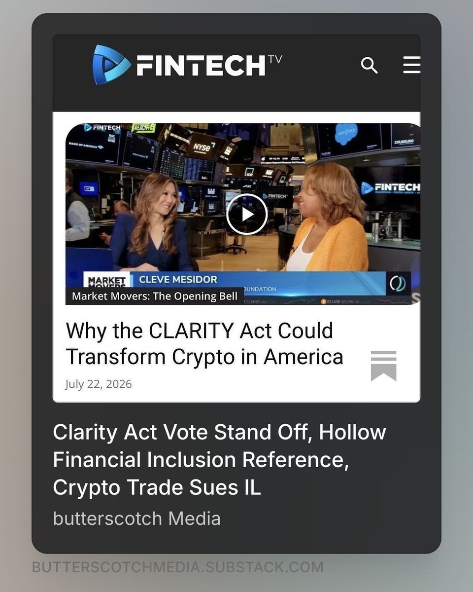 butterscotch360's tweet photo. This week in #chews: Clarity Act Vote Stand Off, Hollow Financial Inclusion Reference, Crypto Trade Sues IL
click to read: https://t.co/1qZogvUnoj
#butterscotchMedia #TheGetDown #BeyondBitcoin https://t.co/1UNPHk9gHY