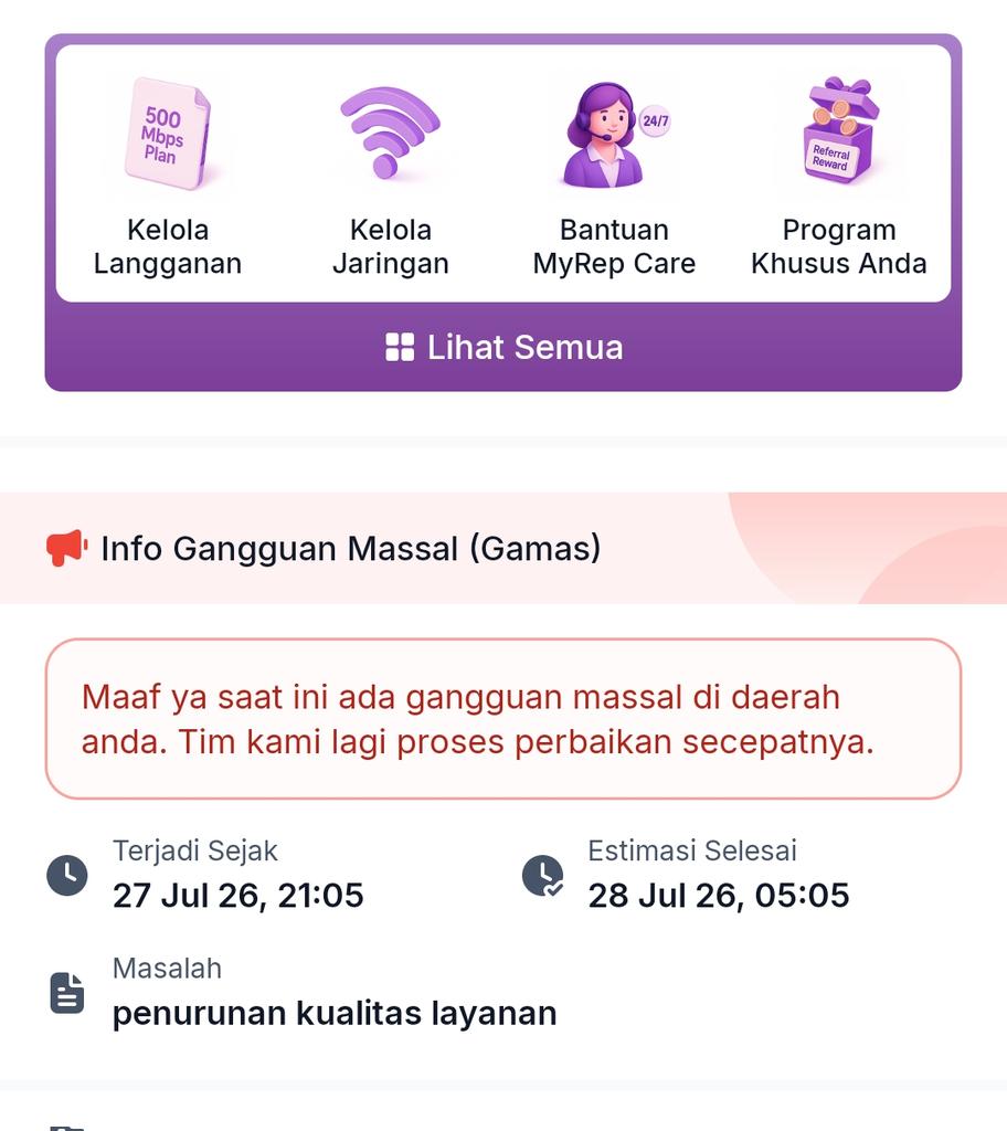 starbloming's tweet photo. @ID_MyRepublic si paling sering gangguan. Mana kalau telat bayar denda. Batas waktunya dikit bgt. Sementara gangguan bisa nyampe belasan kali sebulan. https://t.co/5pf6dmoZca