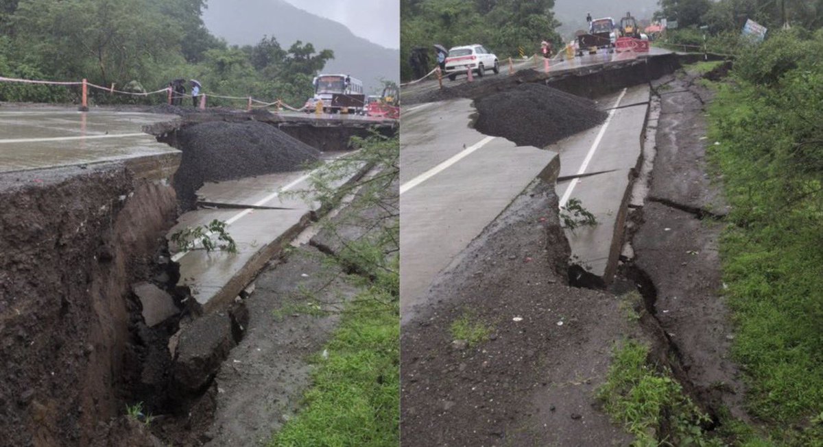 s_r_khandelwal's tweet photo. Malshej Ghat Closed Until Further Notice After Road Cave-In Amid Heavy Rains🚨 https://t.co/Fw60h0nW4a